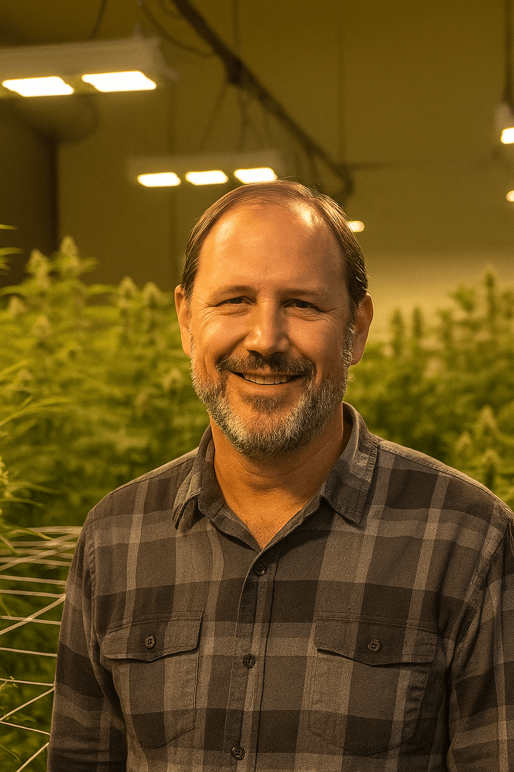 Bob Hoban portrait in cannabis grow facility